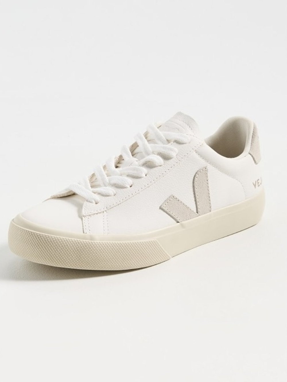 VEJA White/Beige Leather Low-Top Lace-Up Sneakers Rubber Sole women US 7 EU 38